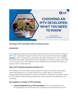 Choosing an IPTV Developer: What You Need to Know