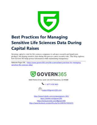 Best Practices for Managing Sensitive Life Sciences Data During Capital Raises