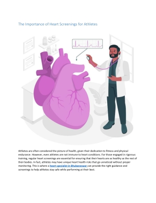 The Importance of Heart Screenings for Athletes-heart specialist in Bhubaneswar - Dr Gyana Ranjan Nayak