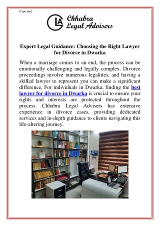 Expert Legal Guidance Choosing the Right Lawyer for Divorce in Dwarka