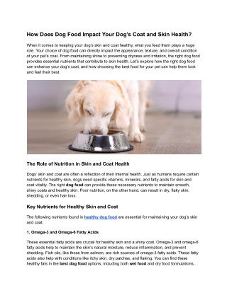 How Does Dog Food Impact Your Dog’s Coat and Skin Health?