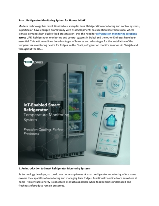 Smart Refrigerator Monitoring Systems for Homes in UAE