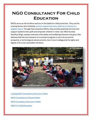 NGO Consultancy For Child Education