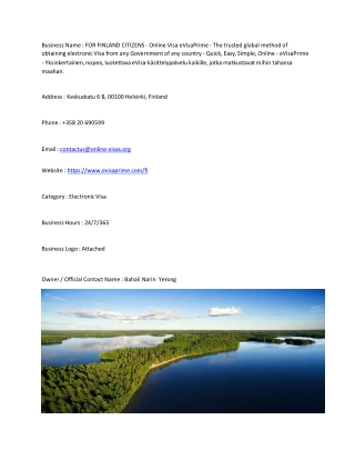 FOR FINLAND CITIZENS - Online Visa  eVisaPrime - The trusted global method of ob