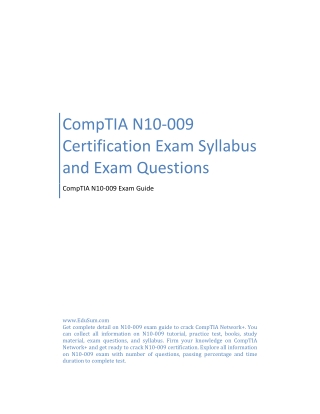 CompTIA N10-009 Certification Exam Syllabus and Exam Questions