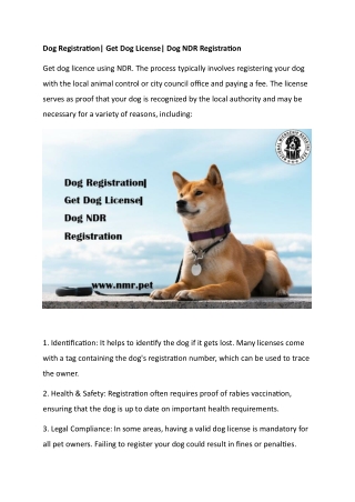 Dog Registration Get Dog License Dog NDR Registration