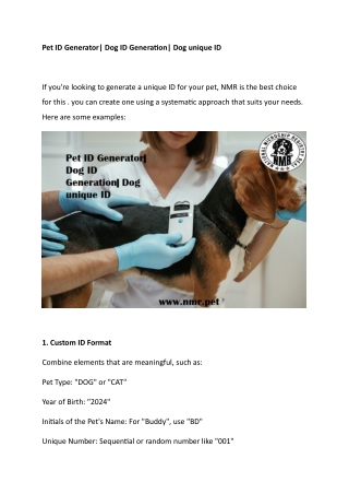 Pet ID Generator Dog ID Generation Dog unique ID