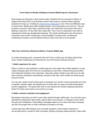 From Vision to Reality: Building a Custom Mobile App for eCommerce