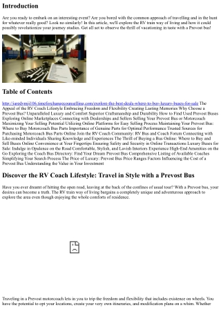Discover the RV Coach Lifestyle: Travel in Style with a Prevost Bus