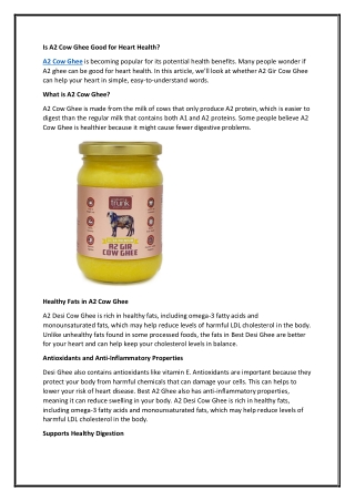 Is A2 Cow Ghee Good for Heart Health?