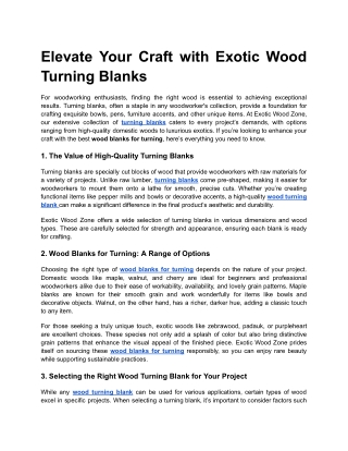 Elevate Your Craft with Exotic Wood Turning Blanks