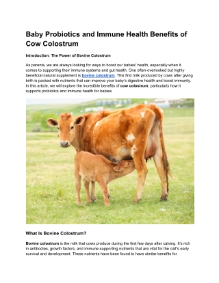 Baby Probiotics and Immune Health Benefits of Cow Colostrum