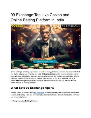 99 Exchange_Top Live Casino and Online Betting Platform in India