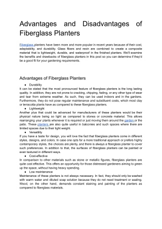 Advantages and Disadvantages of Fiberglass Planters – Pros and Cons