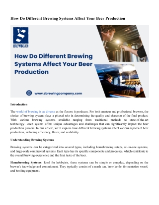 How Do Different Brewing Systems Affect Your Beer Production