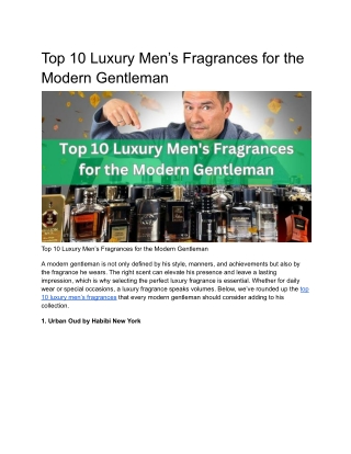 Top 10 Luxury Men’s Fragrances USA
