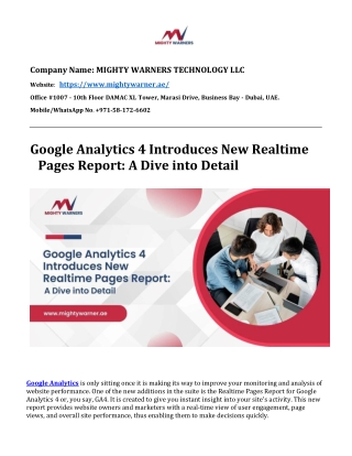 Google Analytics 4 Introduces New Realtime Pages Report