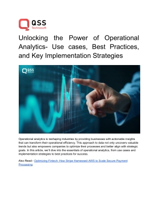 Unlocking the Power of Operational Analytics- Use cases, Best Practices, and Key Implementation Strategies