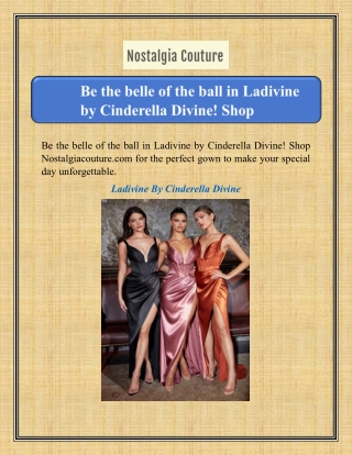 Ladivine By Cinderella Divine | Nostalgiacouture.com