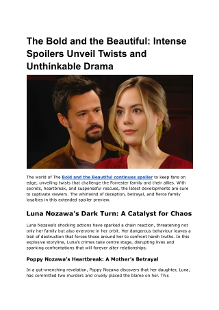 The Bold and the Beautiful_ Intense Spoilers Unveil Twists and Unthinkable Drama