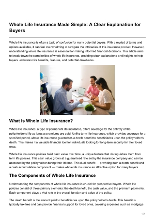 Whole Life Insurance Made Simple A Clear Explanation for Buyers