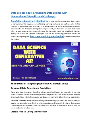 Data Science With Generative Ai Training | Data Science Course