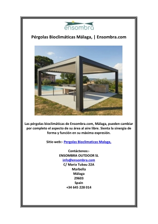 Pergolas Bioclimaticas Malaga,