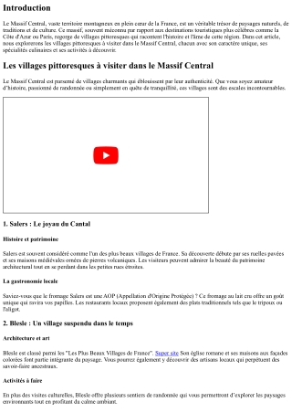 Les villages pittoresques à visiter dans le Massif Central