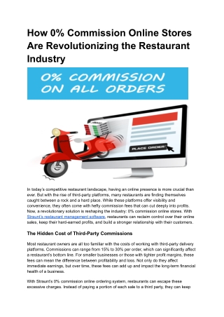 How 0% Commission Online Stores Are Revolutionizing the Restaurant Industry