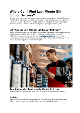Where Can I Find Last-Minute Gift Liquor Delivery