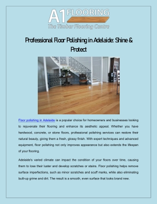 Professional Floor Polishing in Adelaide: Shine & Protect