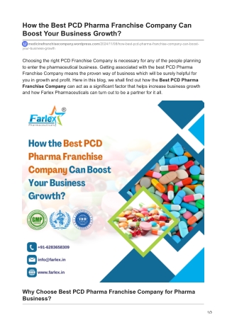 How Best PCD Pharma Franchise Company Can Boost Your Business Growth?