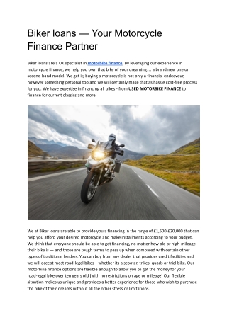 Best motorbike finance in uk