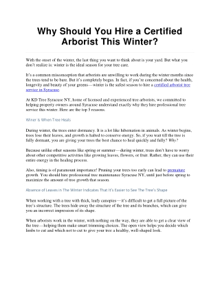 Why Should You Hire a Certified Arborist This Winter?