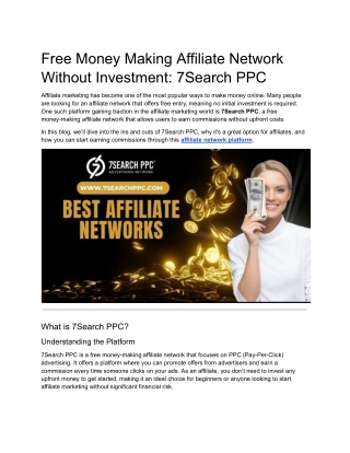 Free Money Making Affiliate Network Without Investment: 7Search PPC