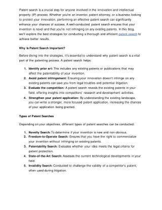 Effective Patent Search Strategies for Better Results