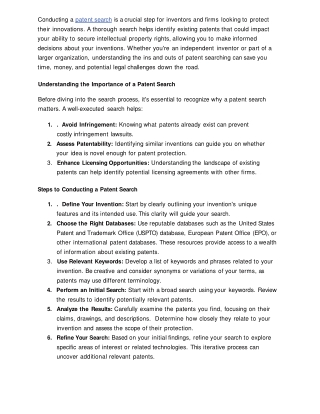 Navigating Patent Search- Tips for Inventors and Firms