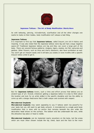 Japanese Tattoos - The Art of Body Modification Starts Here