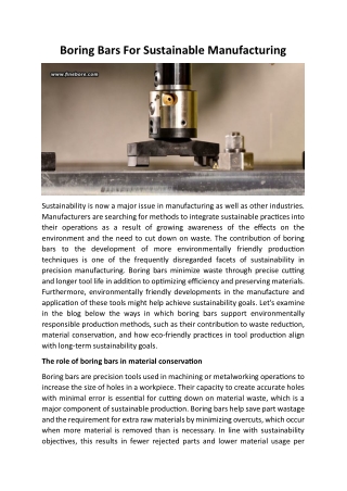 Boring Bars For Sustainable Manufacturing