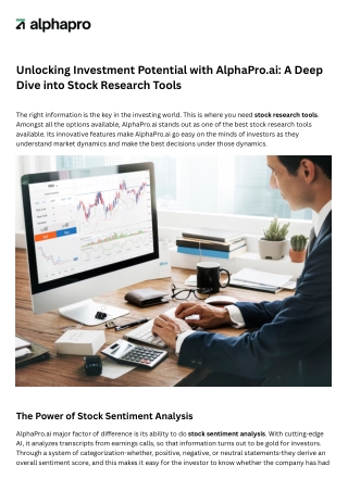 Unlocking Investment Potential with AlphaPro.ai A Deep Dive into Stock Research Tools