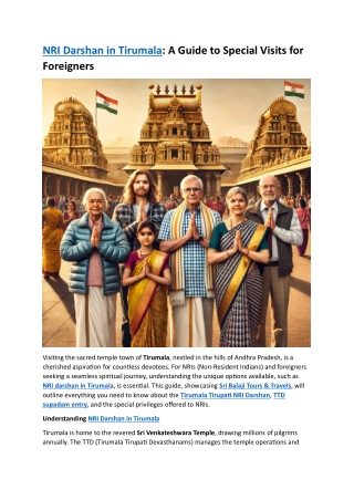 NRI Darshan in Tirumala A Guide to Special Visits for Foreigners