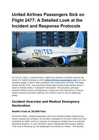 United Airlines Passengers Sick on Flight 2477_ A Detailed Look at the Incident and Response Protocols