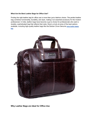 What Are the Best Leather Bags for Office Use