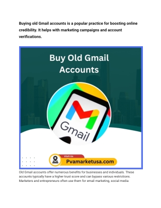Buy Old Gmail Accounts - 100% Verified Aged, PVA