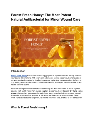 Forest Fresh Honey: The Most Potent Natural Antibacterial for Minor Wound Care