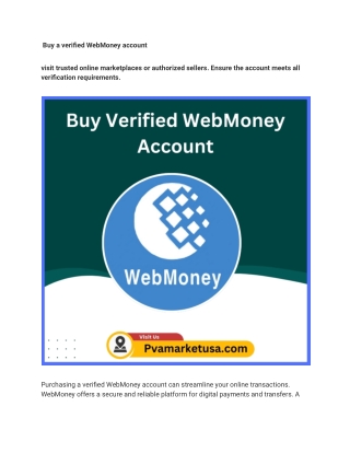Top 30 Best site to Buy Verified WebMoney Account