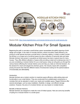 Modular Kitchen Price For Small Spaces
