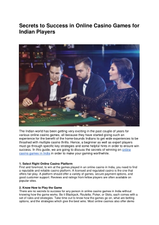 Secrets to Success in Online Casino Games for Indian Players