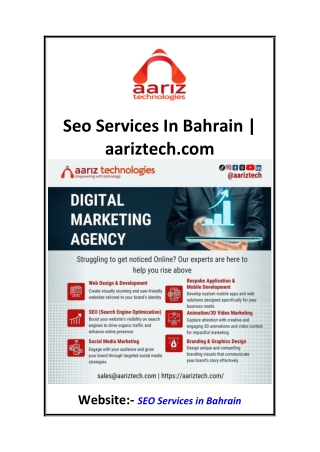 Seo Services In Bahrain  aariztech.com