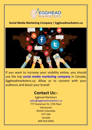Social Media Marketing Company  Eggheadmarketers.ca